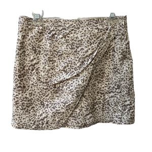 Free People Fake Out Skirt Faux Leather Faux Wrap Light Leopard Mini Women’s 8